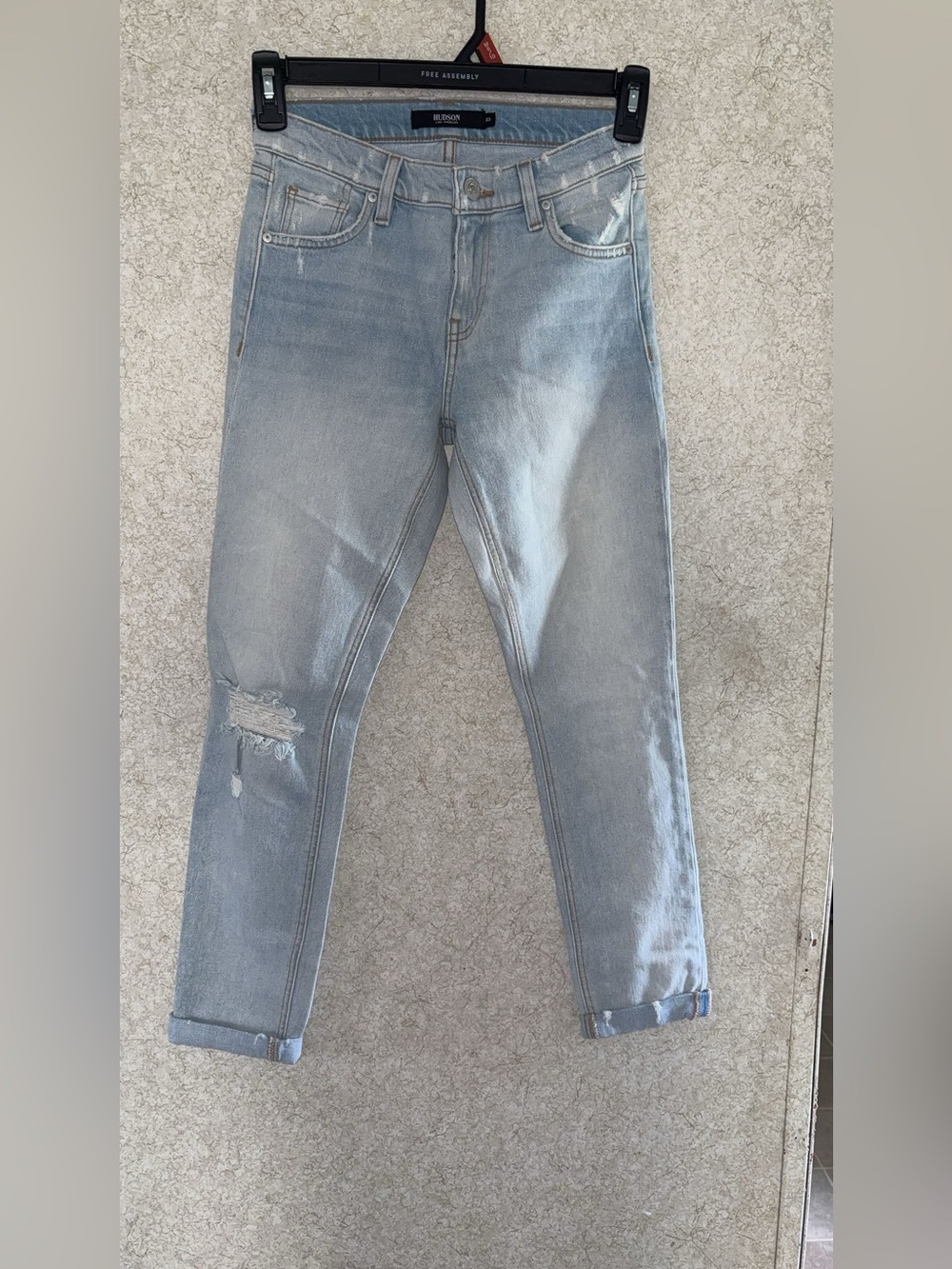 Hudson Jeans Light Blue Skinny High-Rise with Knee Distress
